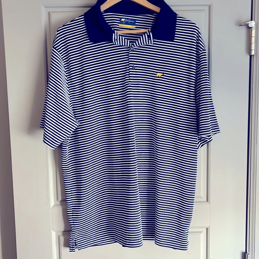 Jack Nicklaus blue and white striped golf shirt - Size XL